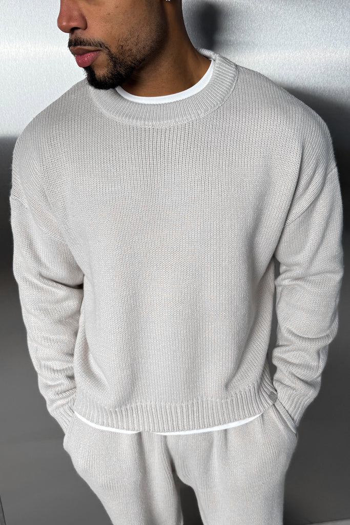 Relaxed Knitted Sweatshirt - Grey
