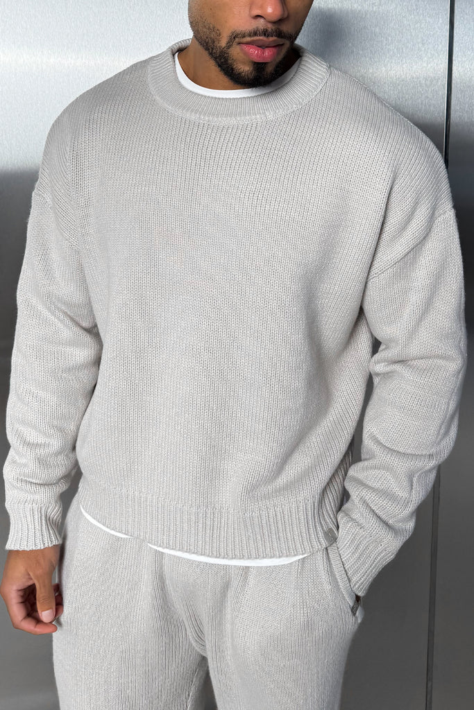 Relaxed Knitted Sweatshirt - Grey