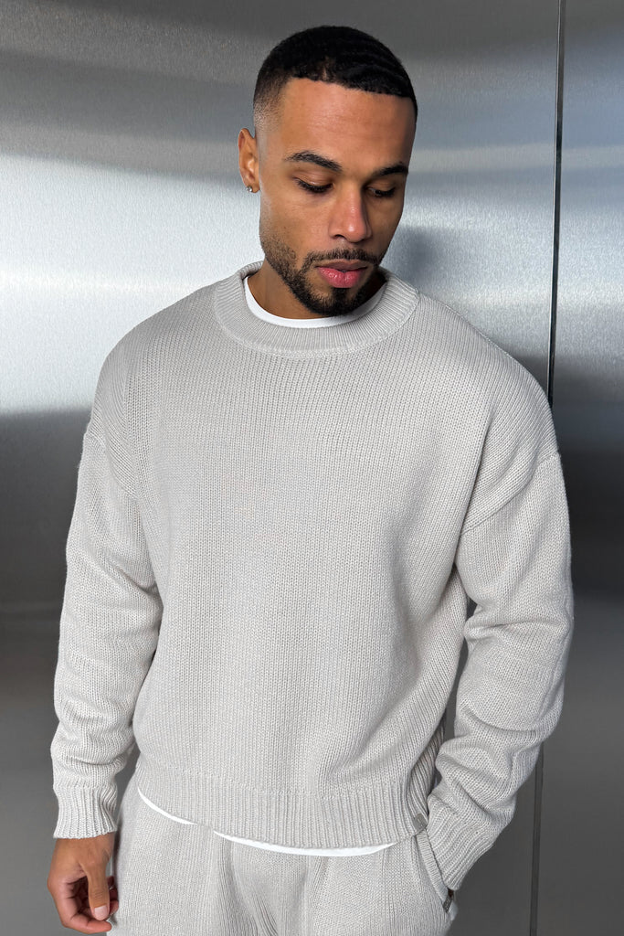 Relaxed Knitted Sweatshirt - Grey