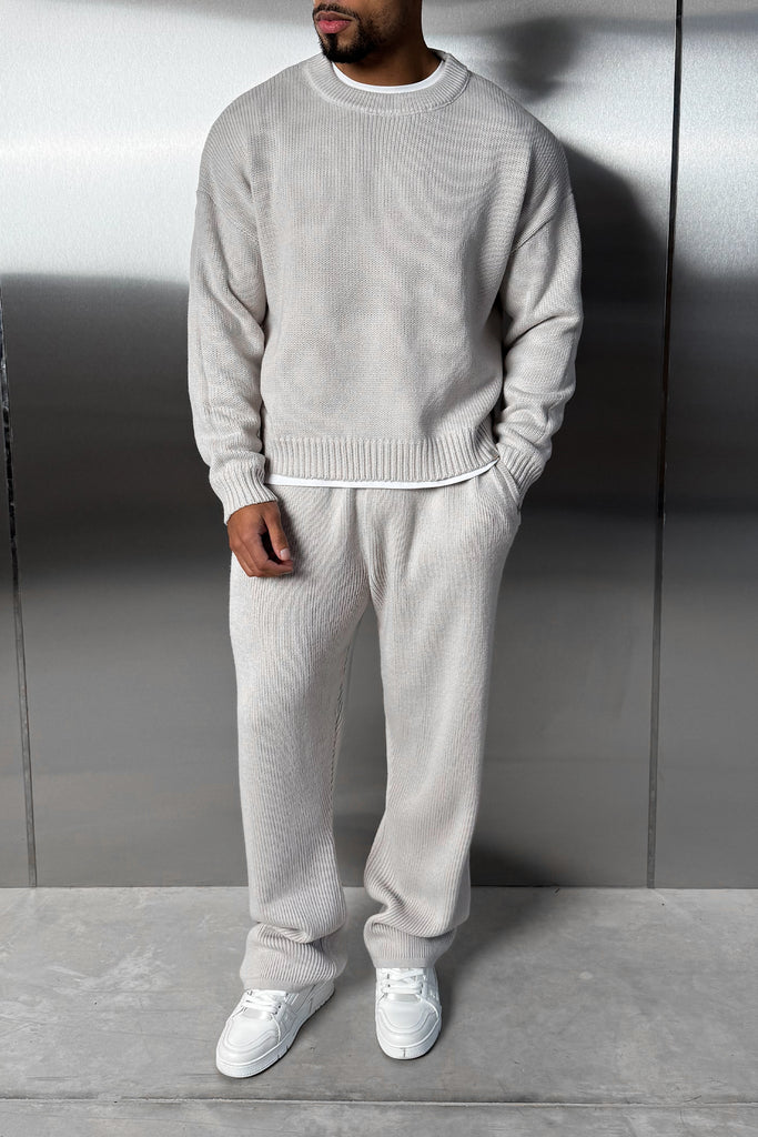 Relaxed Knitted Sweatshirt - Grey