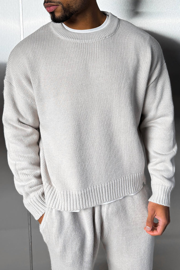 Relaxed Knitted Sweatshirt - Grey