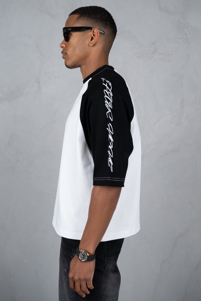 Scripture Raglan Boxy T-Shirt - White/Black