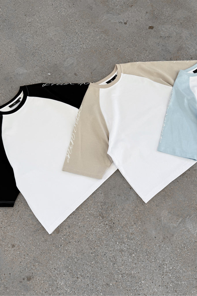 Scripture Raglan Boxy T-Shirt - White/Pastel Blue