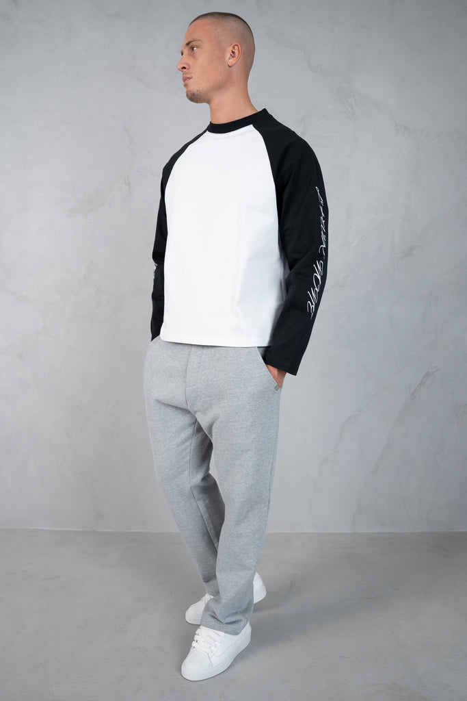 Scripture Raglan Long Sleeve Boxy T-Shirt - Black/White