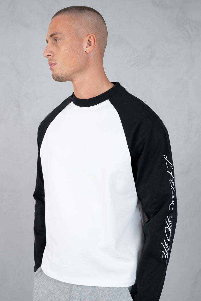 Scripture Raglan Long Sleeve Boxy T-Shirt - Black/White