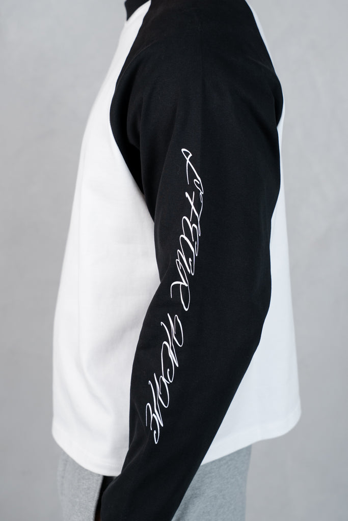 Scripture Raglan Long Sleeve Boxy T-Shirt - Black/White
