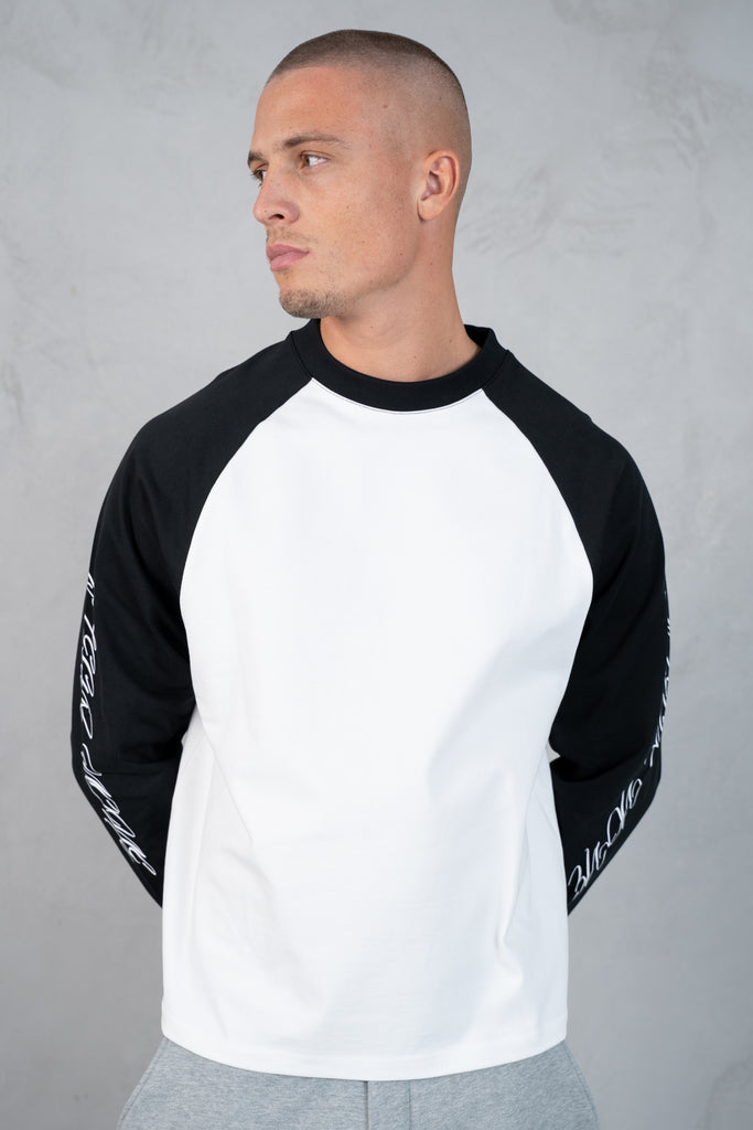 Scripture Raglan Long Sleeve Boxy T-Shirt - Black/White