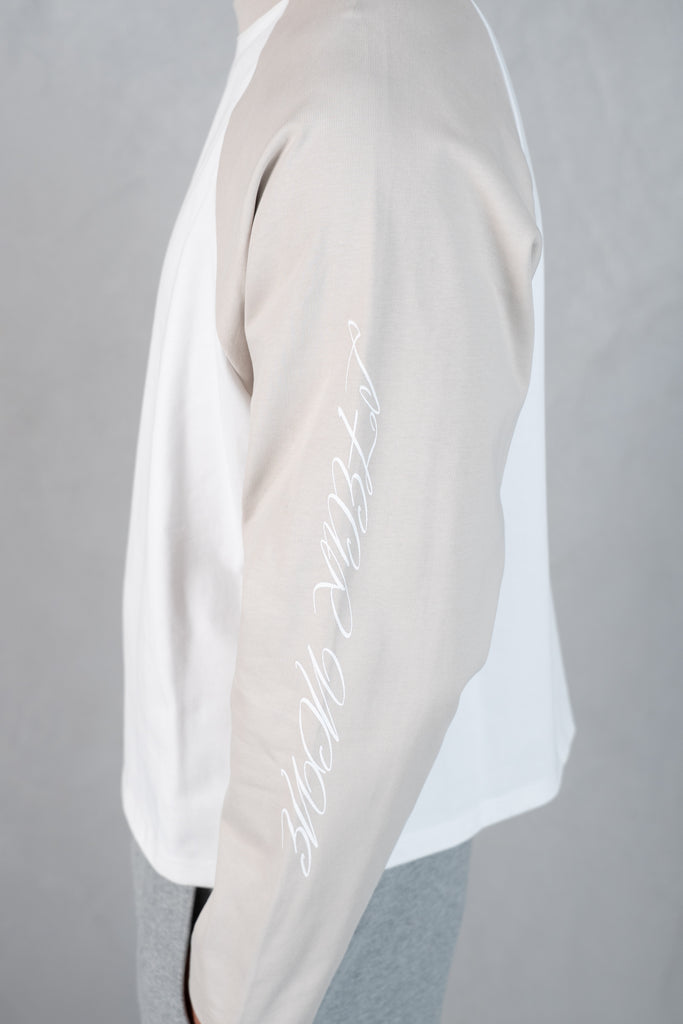 Scripture Raglan Long Sleeve Boxy T-Shirt - Ecru/White