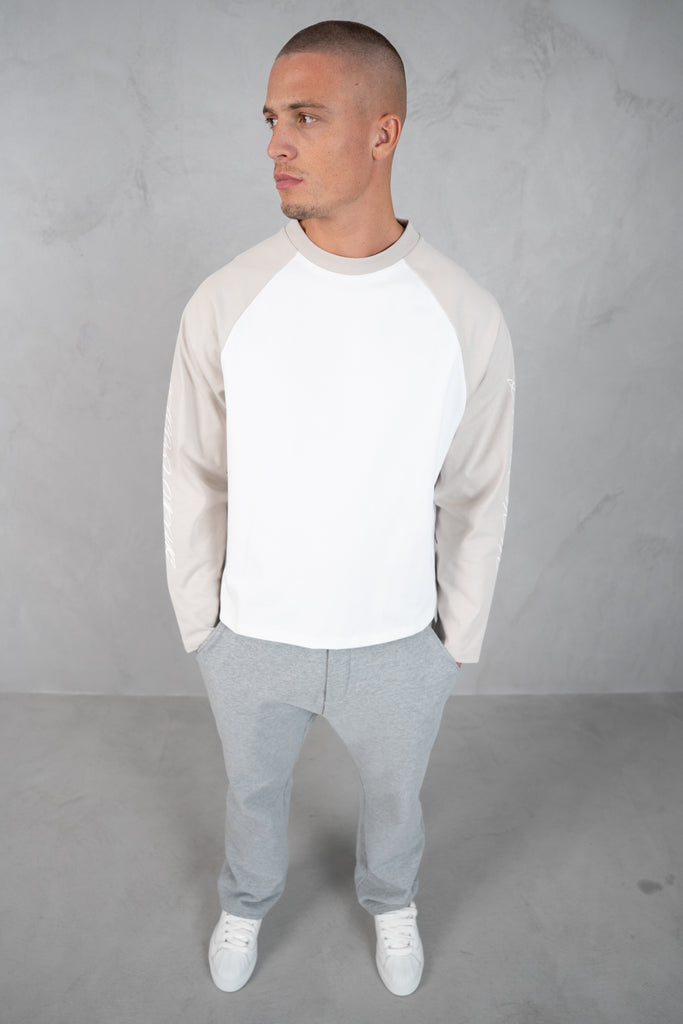 Scripture Raglan Long Sleeve Boxy T-Shirt - Ecru/White