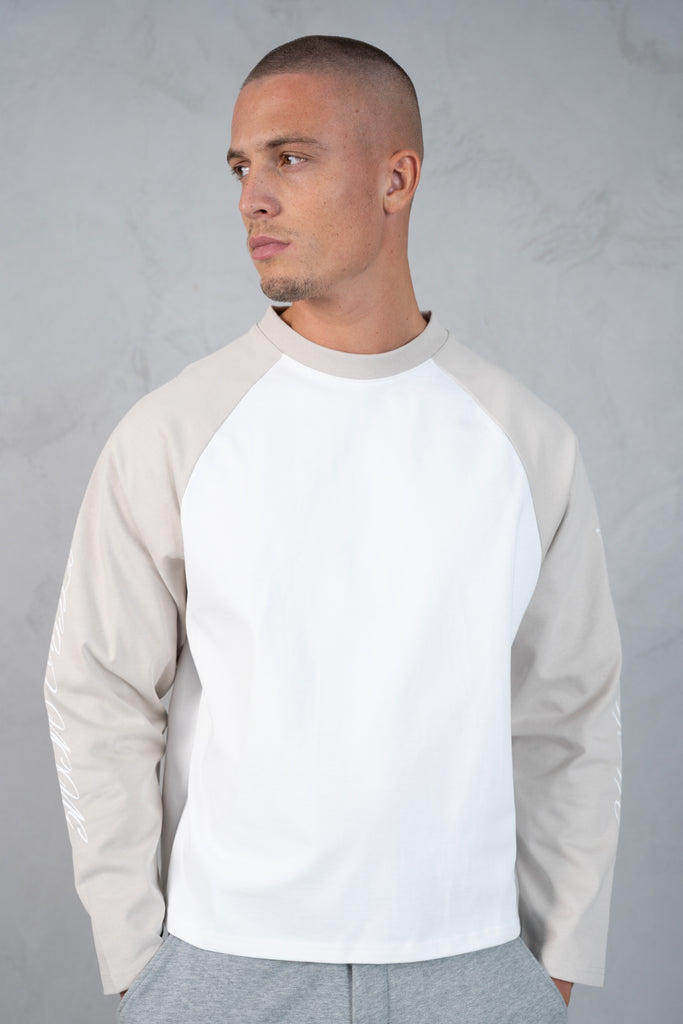 Scripture Raglan Long Sleeve Boxy T-Shirt - Ecru/White