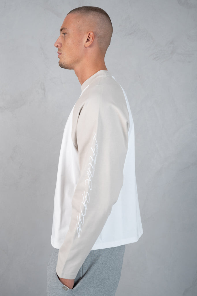 Scripture Raglan Long Sleeve Boxy T-Shirt - Ecru/White