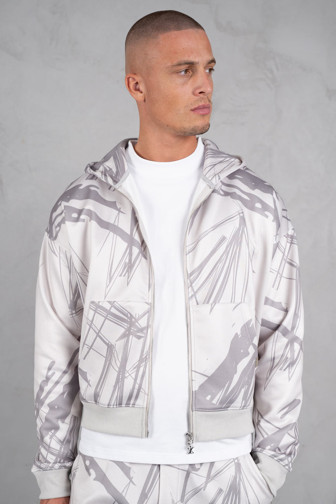 Sketch Boxy Hoodie - Grey