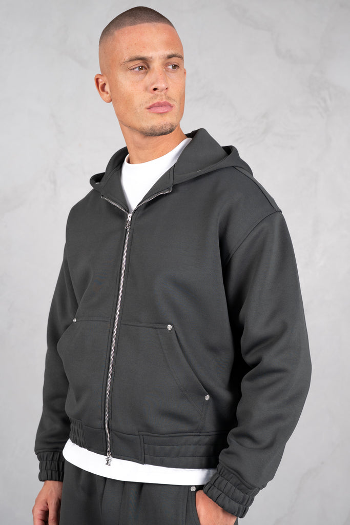 Brushed Scuba Carpenter Hoodie - Charcoal