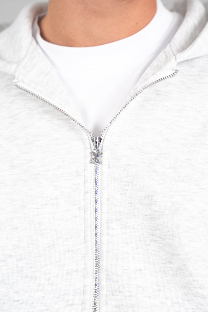 Brushed Scuba Carpenter Hoodie - Grey Marl
