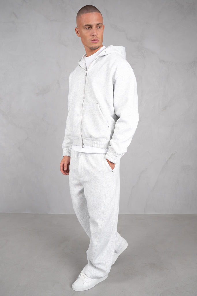 Brushed Scuba Carpenter Hoodie - Grey Marl