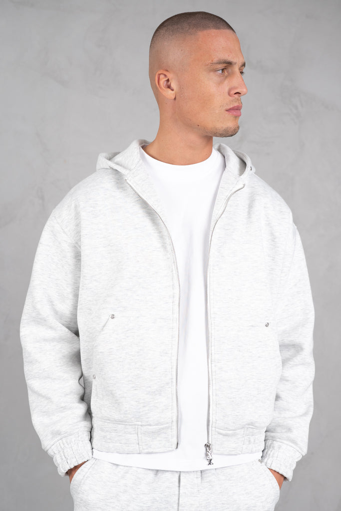 Brushed Scuba Carpenter Hoodie - Grey Marl