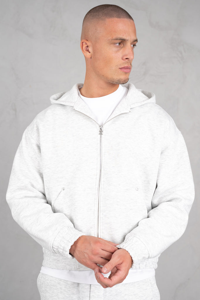 Brushed Scuba Carpenter Hoodie - Grey Marl