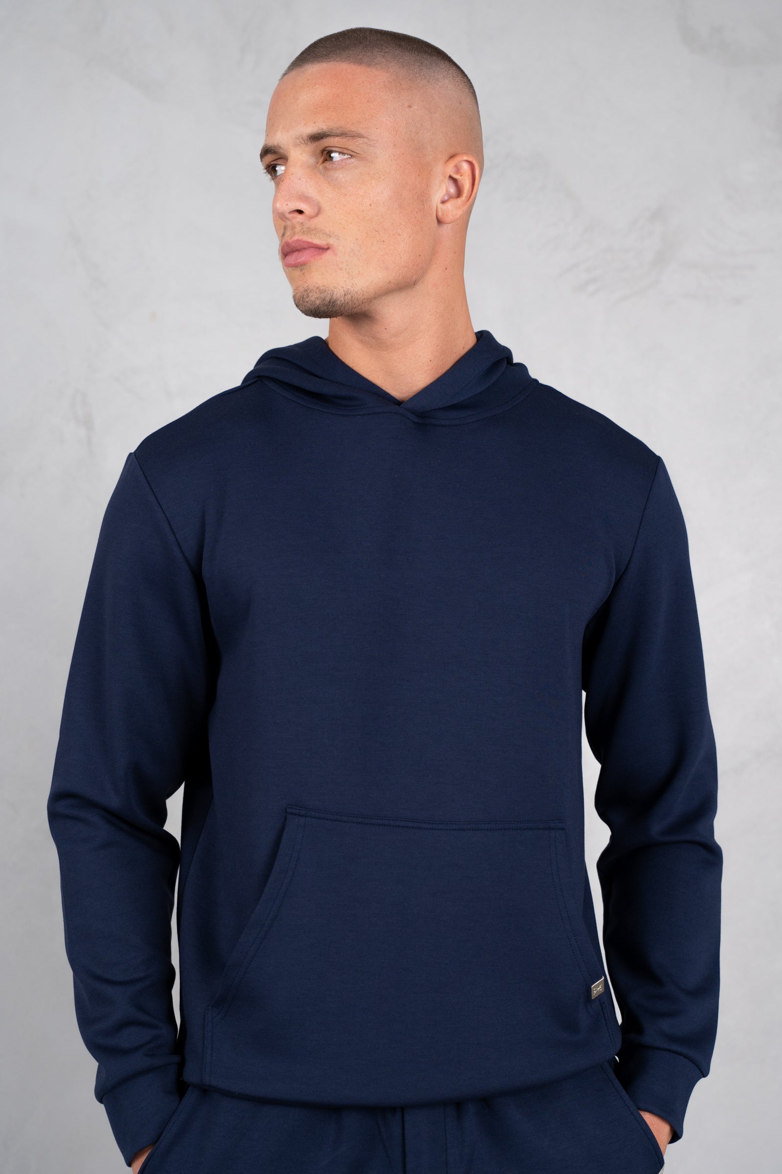 Soft Scuba Regular Fit Hoodie - Navy