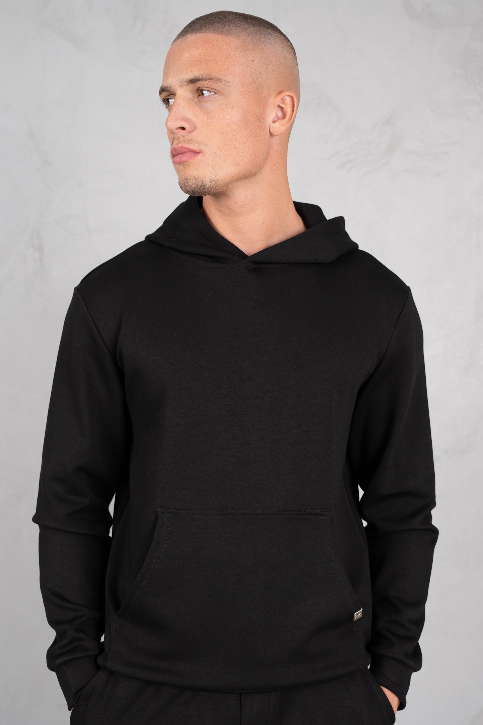 Soft Scuba Regular Fit Hoodie - Black