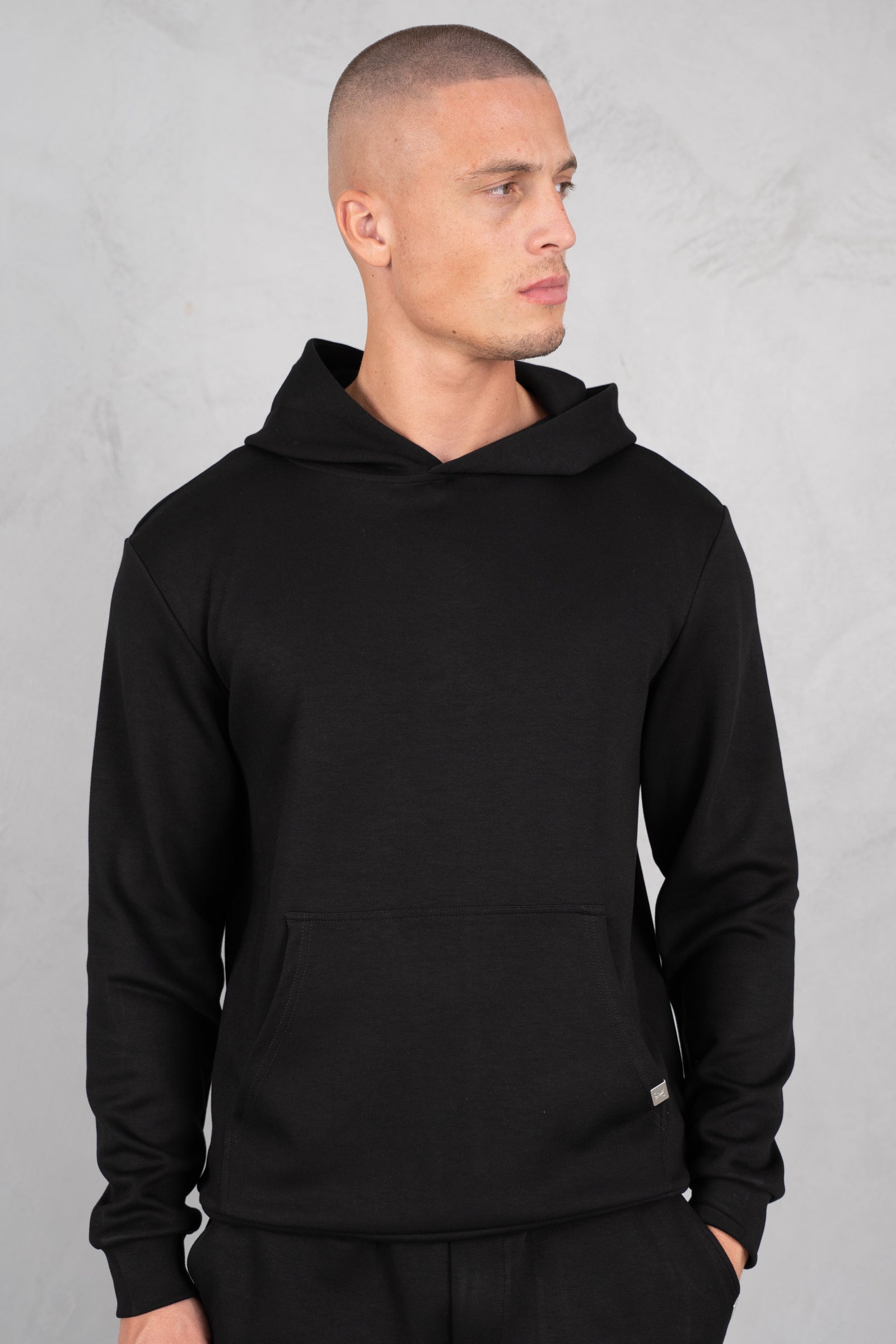 Soft Scuba Regular Fit Hoodie - Black