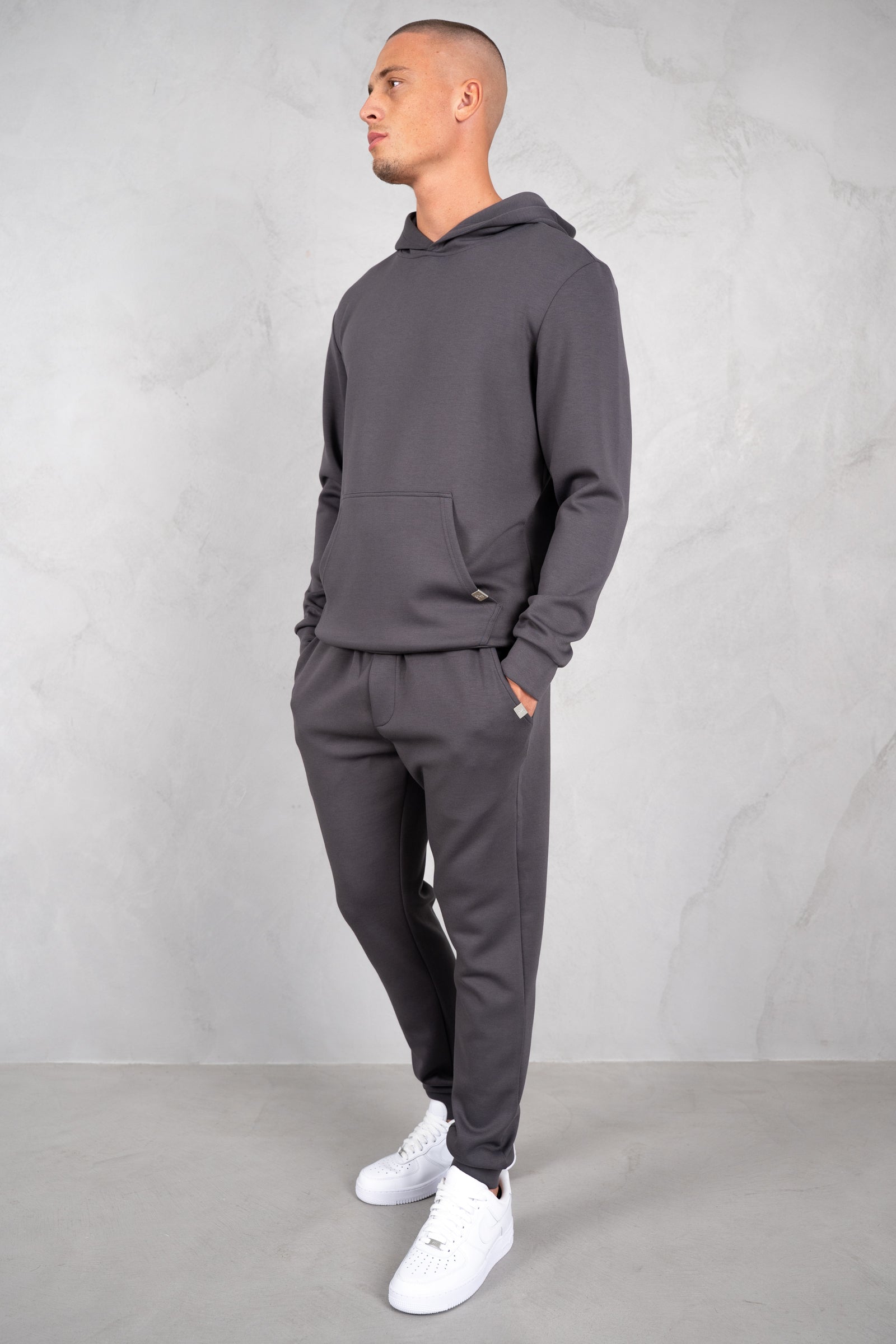 Soft Scuba Regular Fit Hoodie - Charcoal