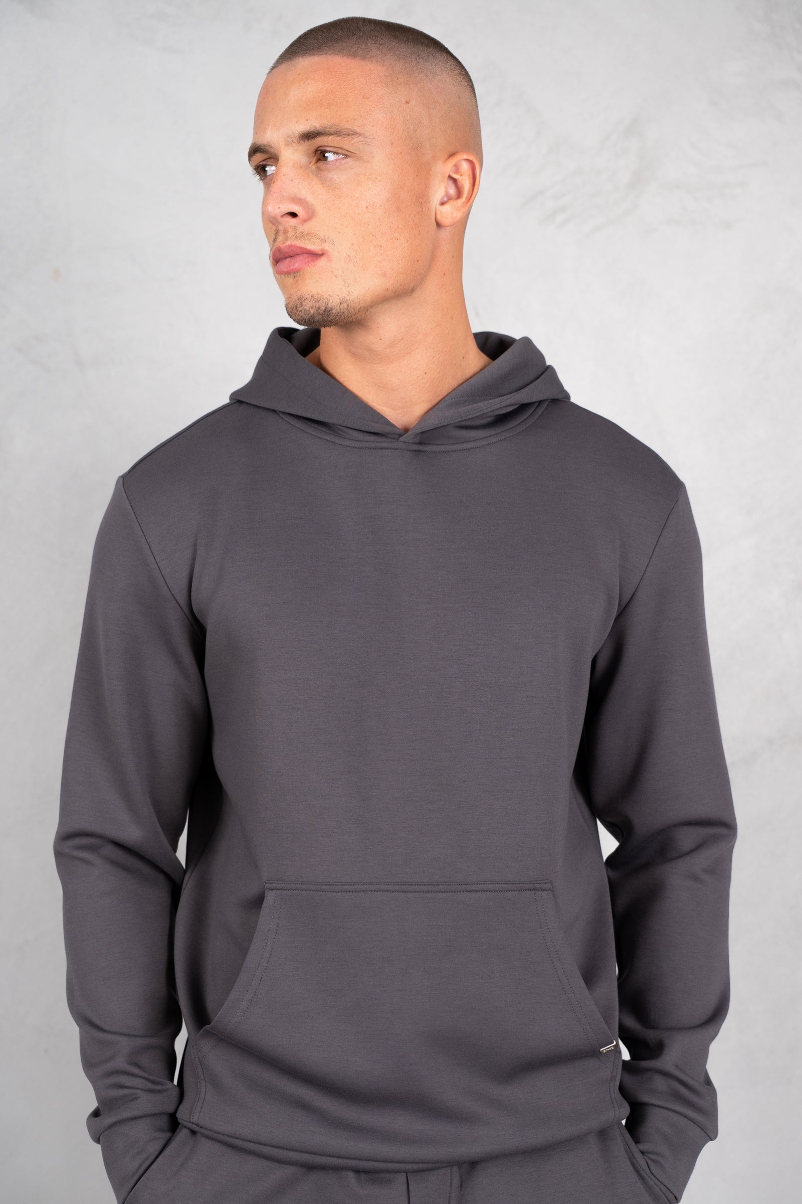 Soft Scuba Regular Fit Hoodie - Charcoal