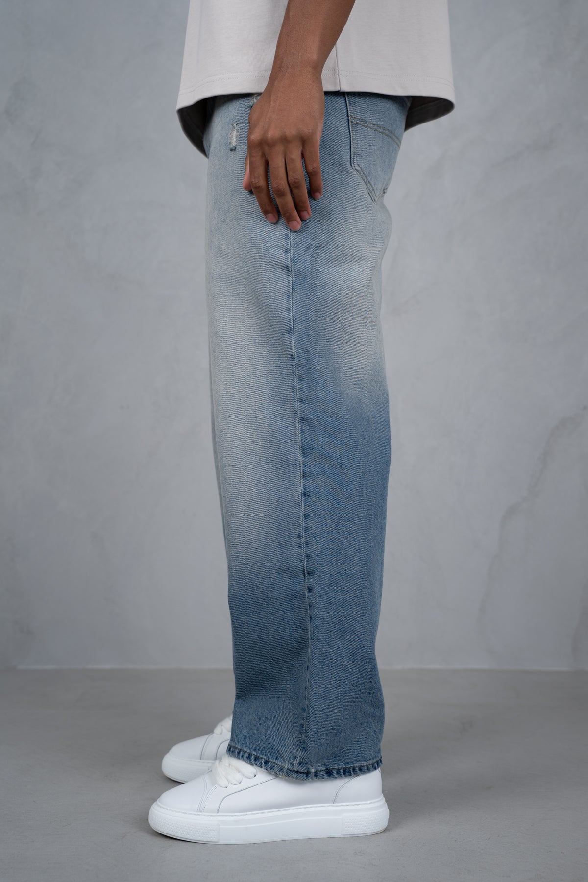 Straight Leg Washed Denim - Blue