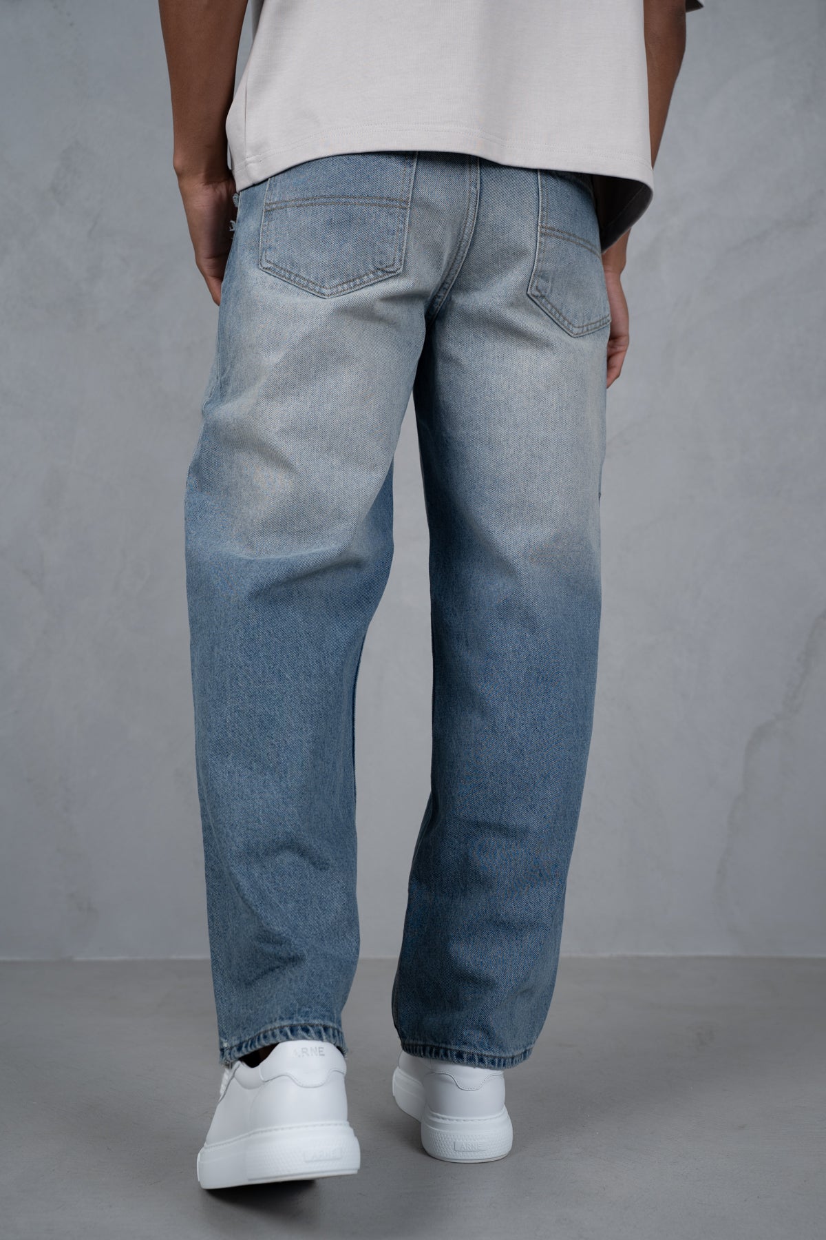 Straight Leg Washed Denim - Blue