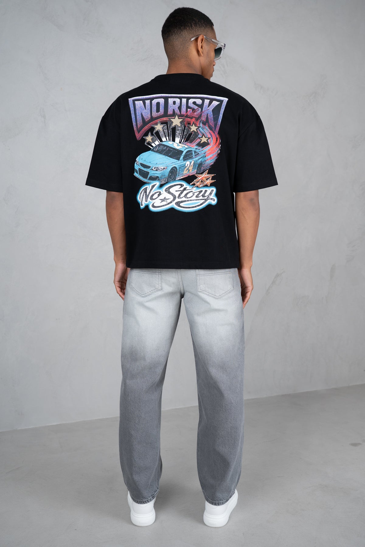 Straight Leg Washed Denim - Grey