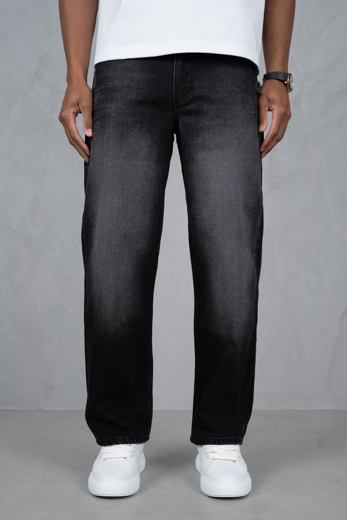 Straight Leg Washed Denim - Black