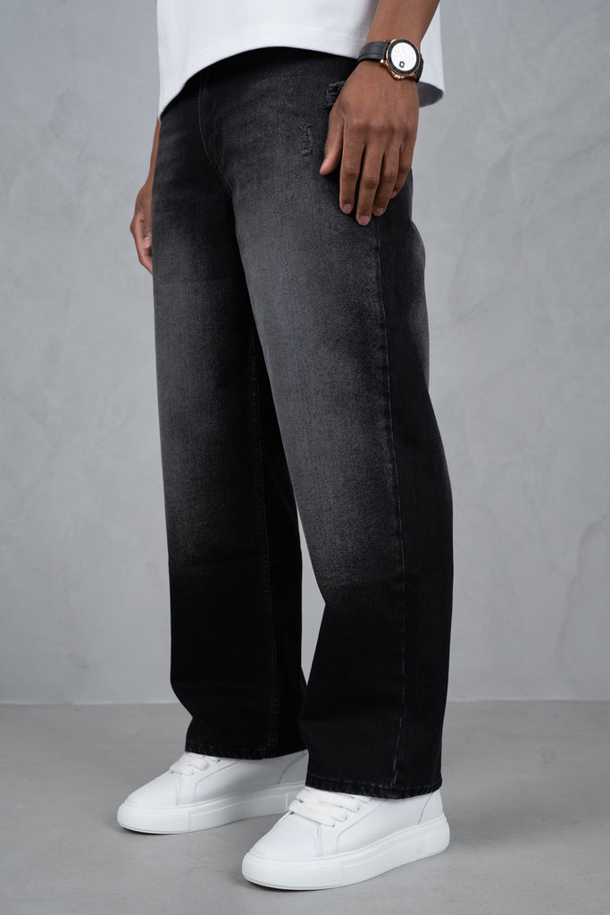 Straight Leg Washed Denim - Black