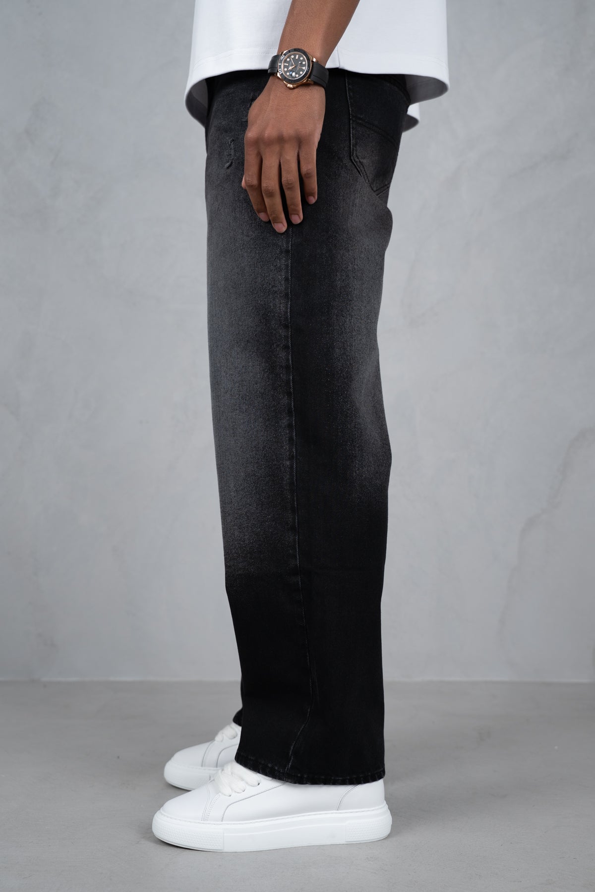 Straight Leg Washed Denim - Black