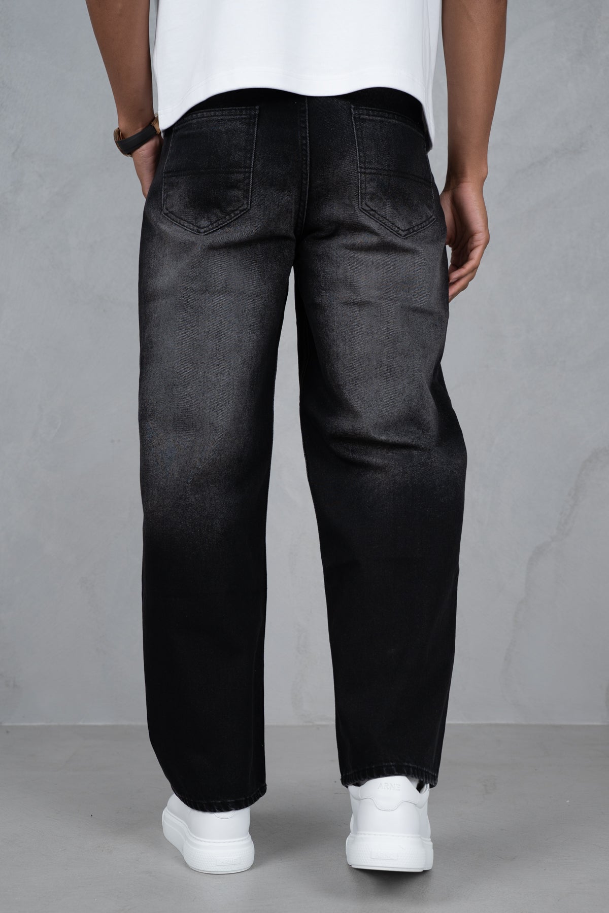 Straight Leg Washed Denim - Black