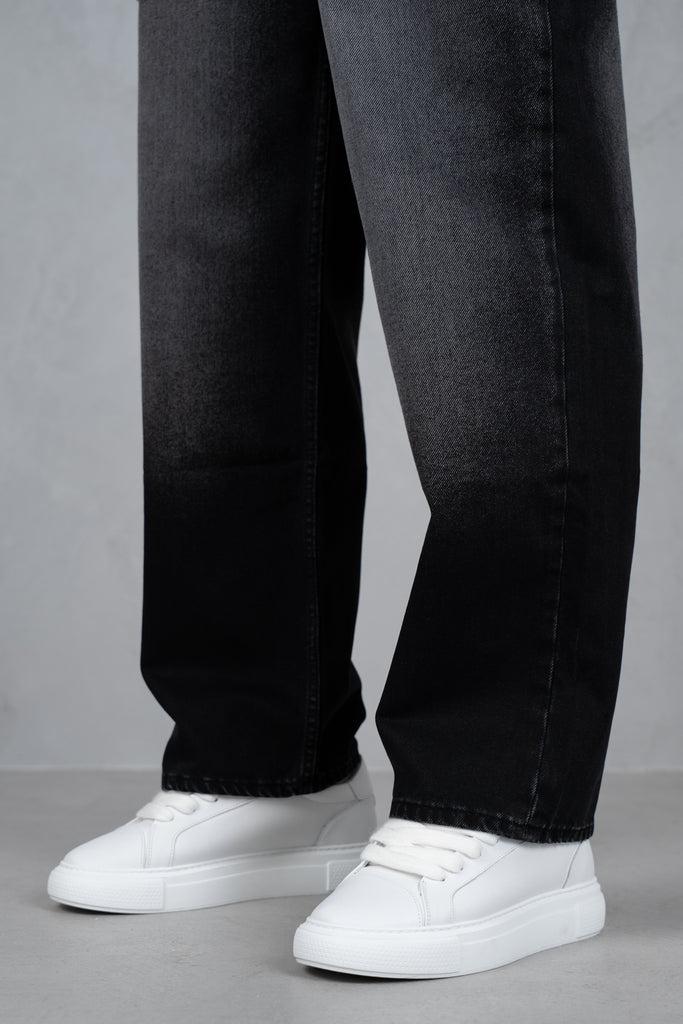 Straight Leg Washed Denim - Black