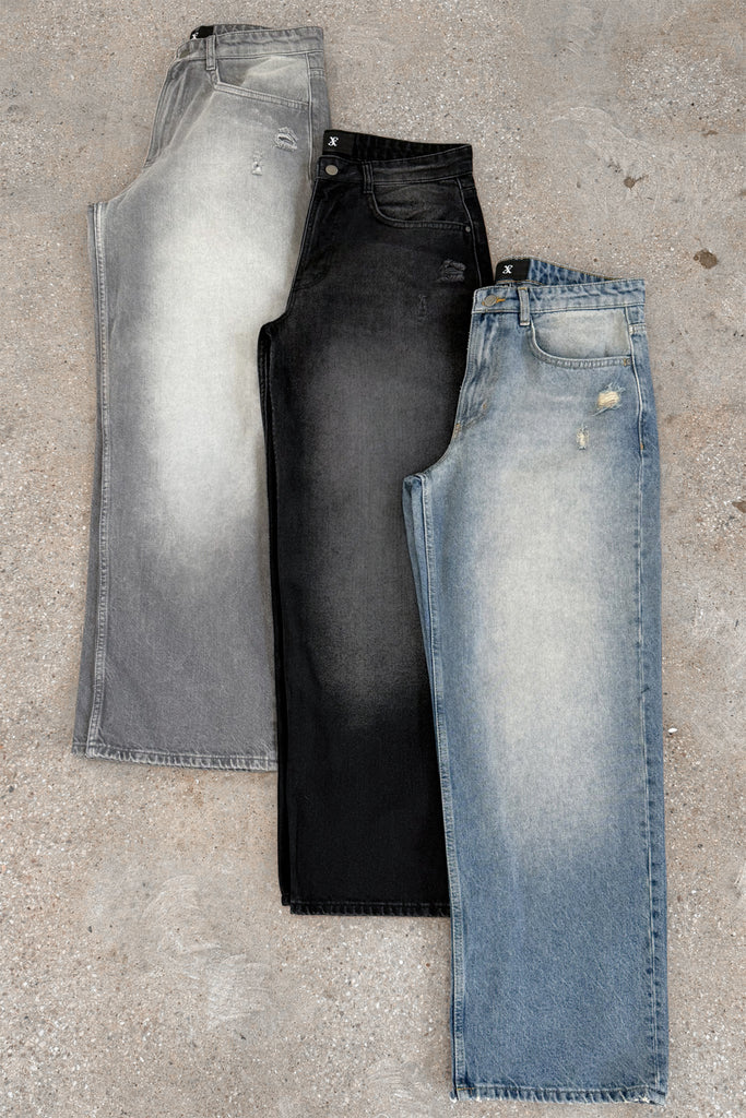 Straight Leg Washed Denim - Black