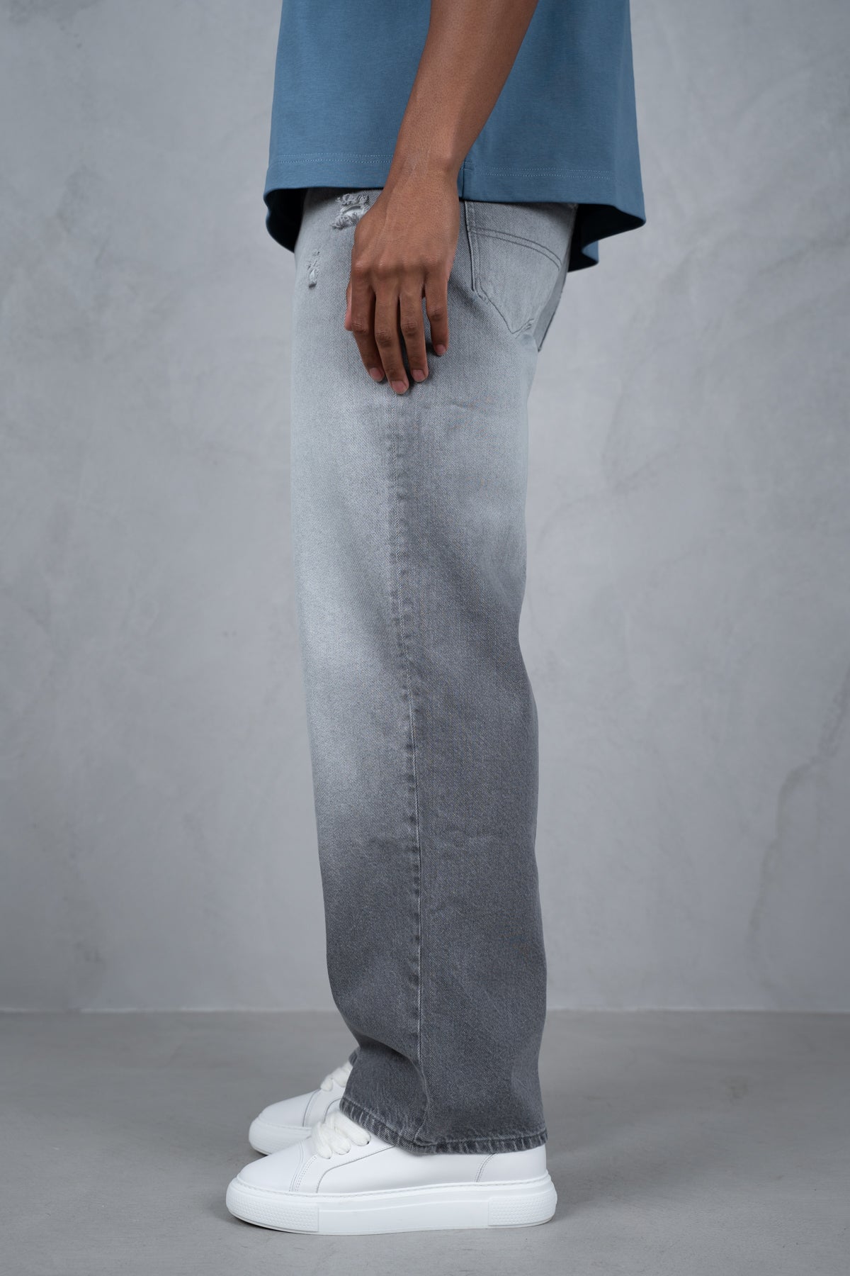 Straight Leg Washed Denim - Grey