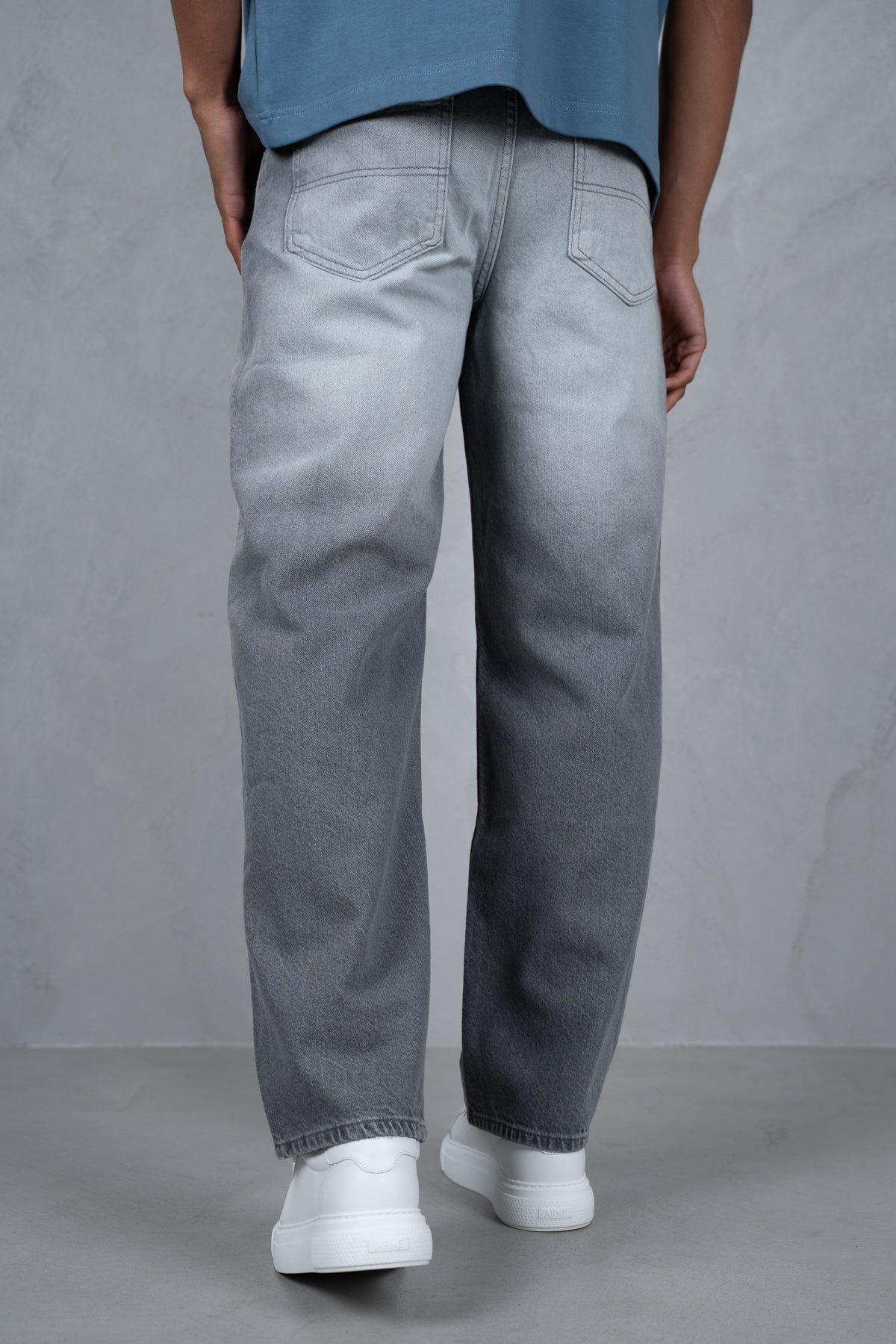 Straight Leg Washed Denim - Grey