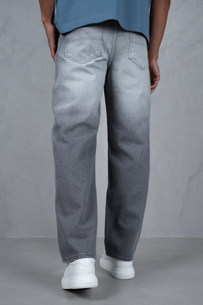 Straight Leg Washed Denim - Grey