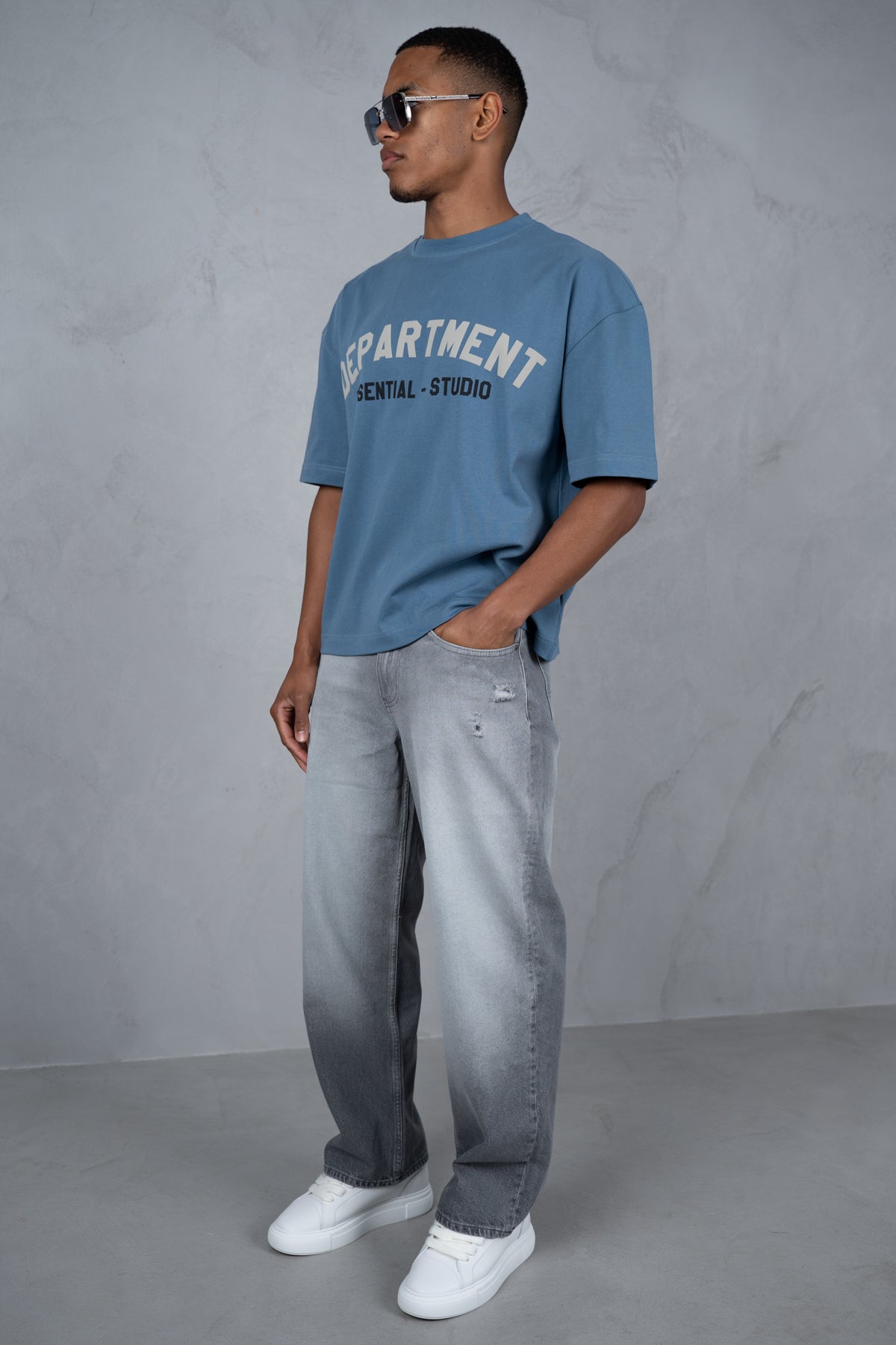 Straight Leg Washed Denim - Grey