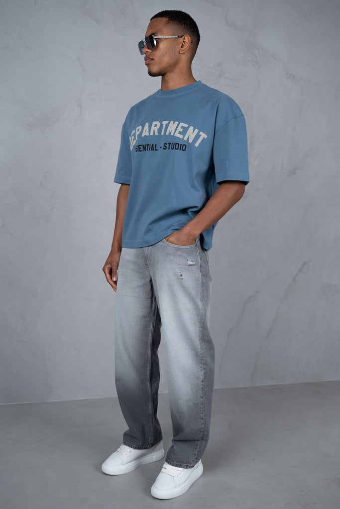 Straight Leg Washed Denim - Grey