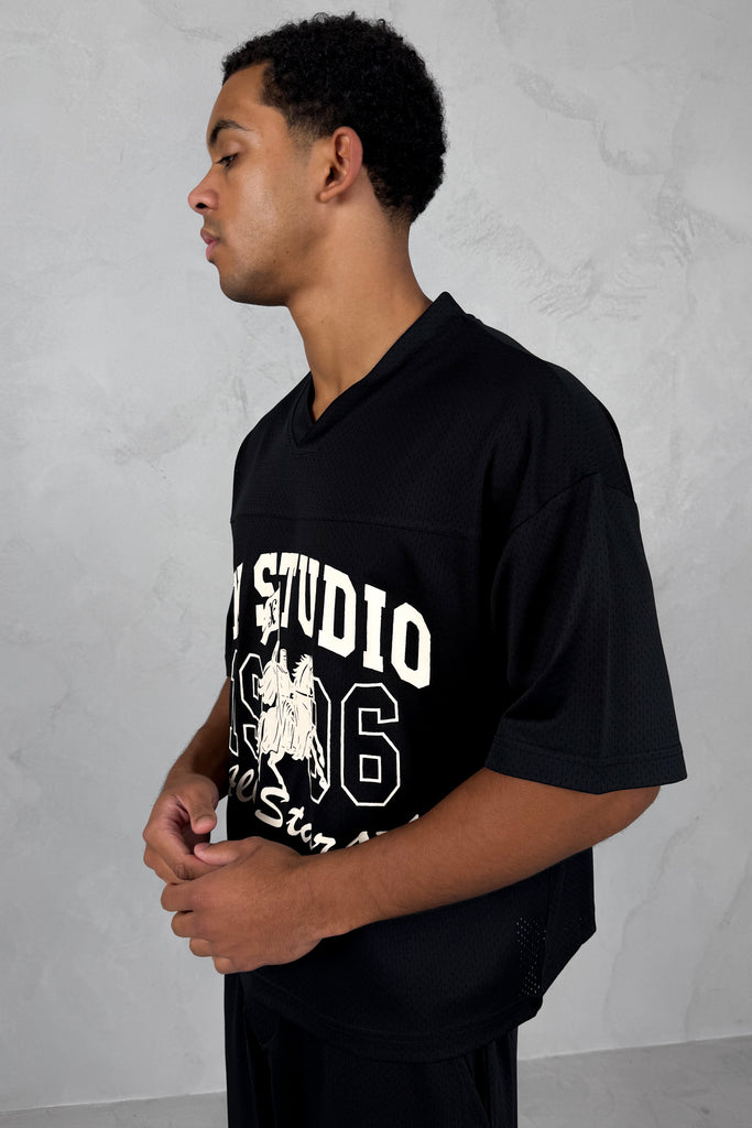 Studio Boxy Mesh T-Shirt - Black