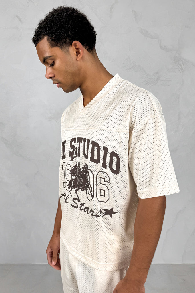 Studio Boxy Mesh T-Shirt - Off White