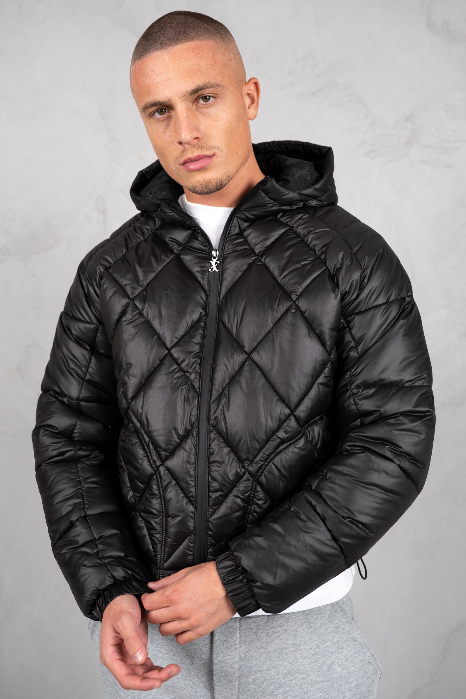 Vertex Quilted Boxy Puffer Jacket - Black