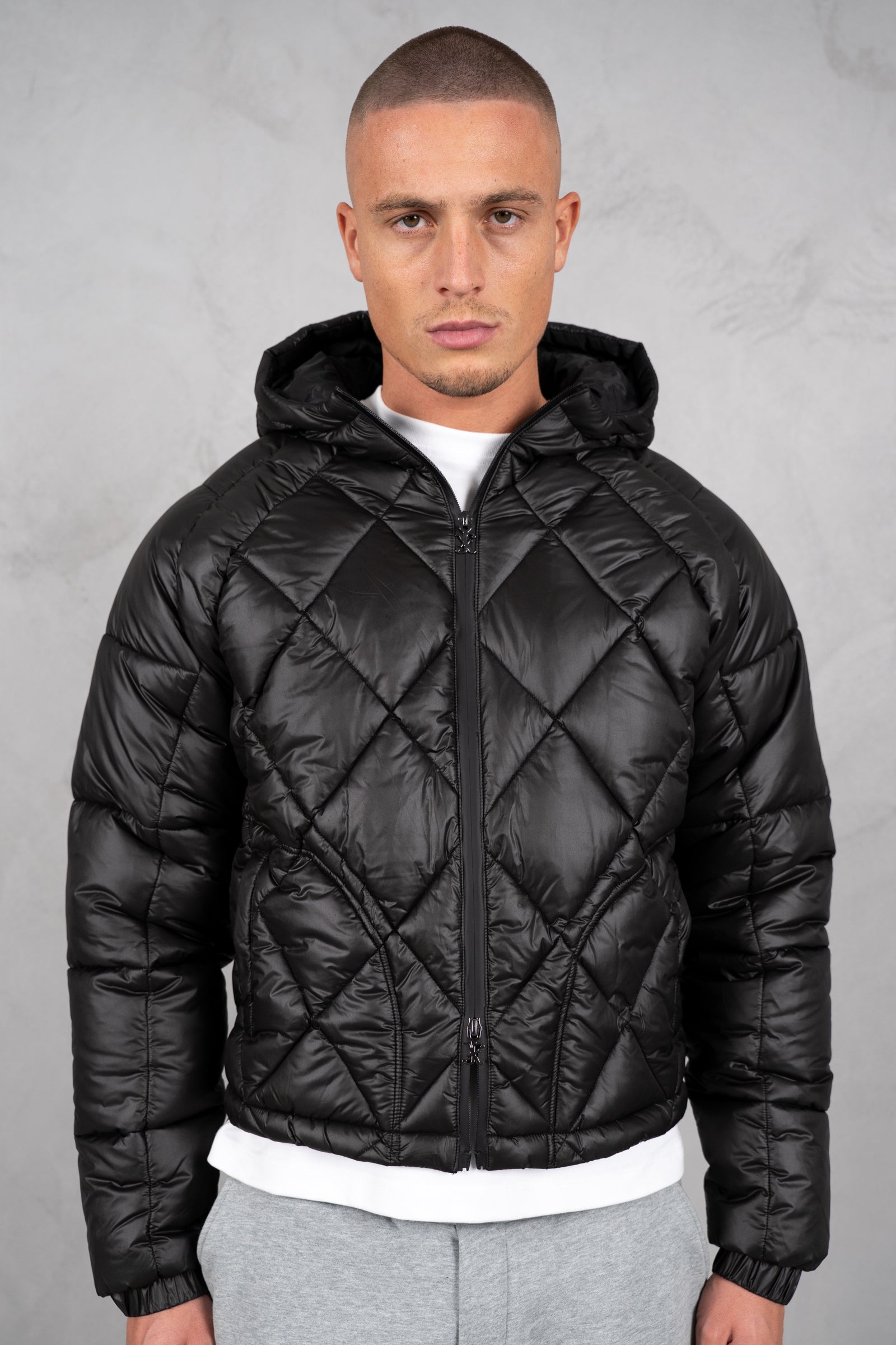 Vertex Quilted Boxy Puffer Jacket - Black