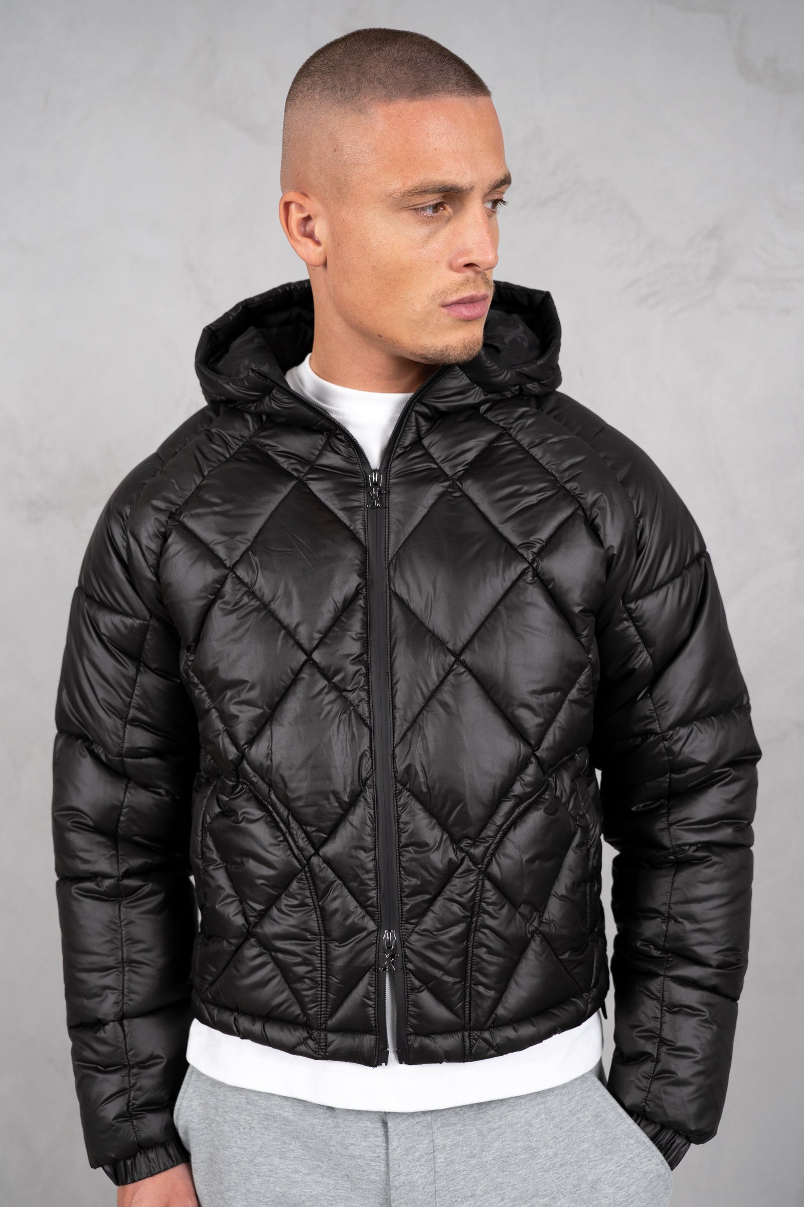 Vertex Quilted Boxy Puffer Jacket - Black