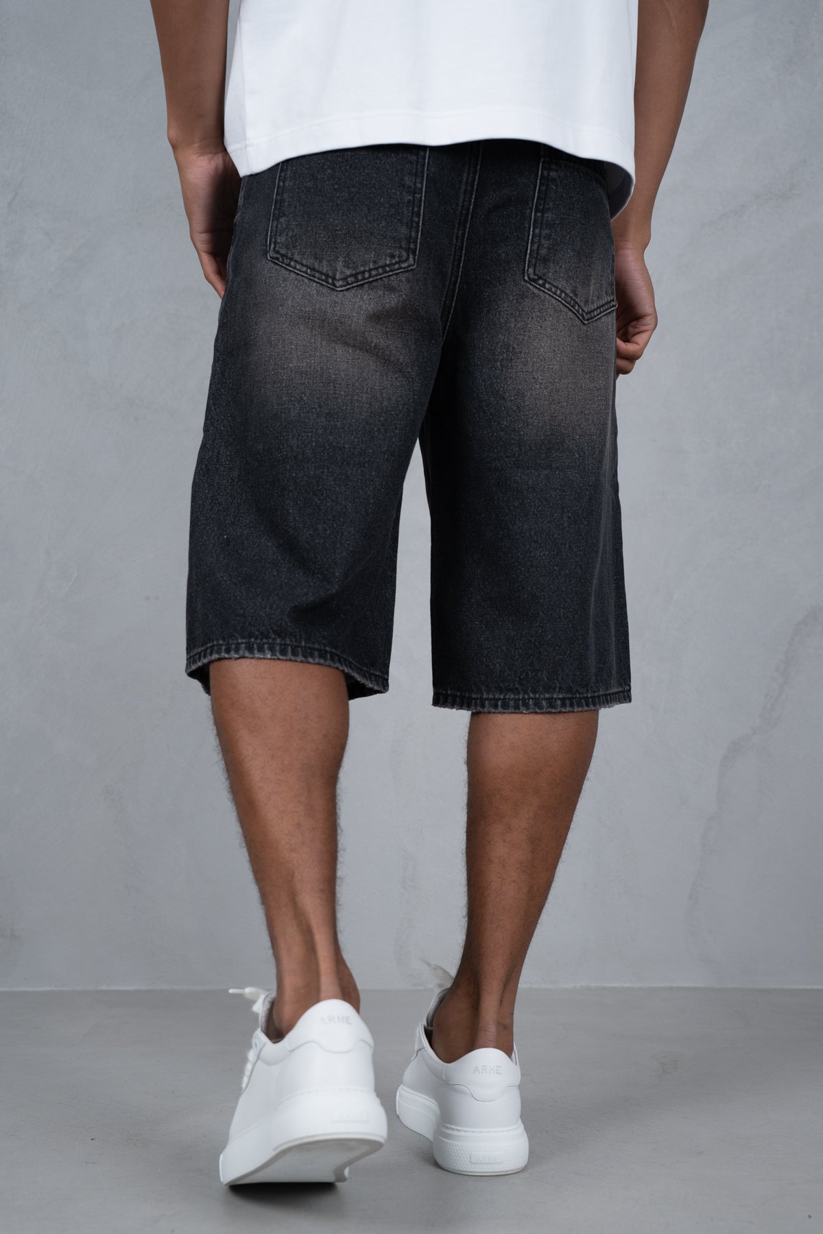 Washed Denim Jorts - Black