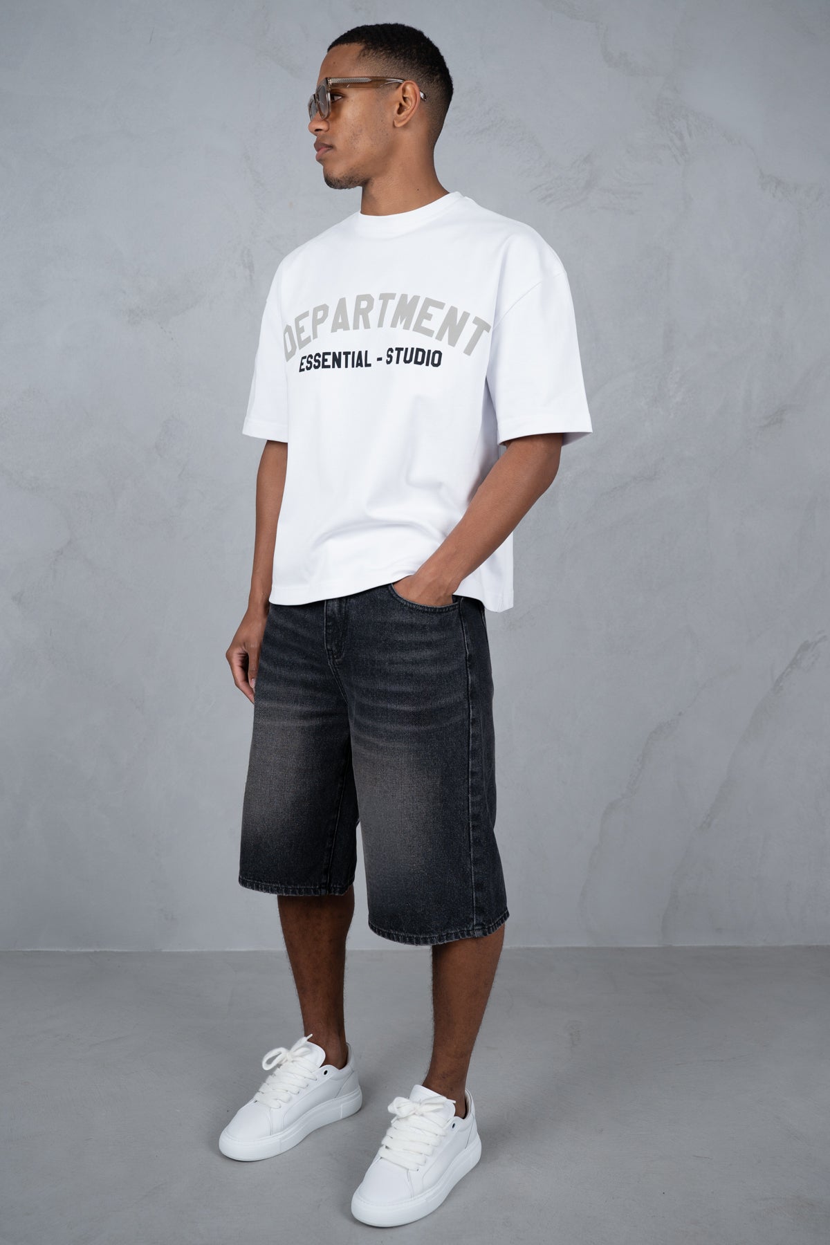 Washed Denim Jorts - Black
