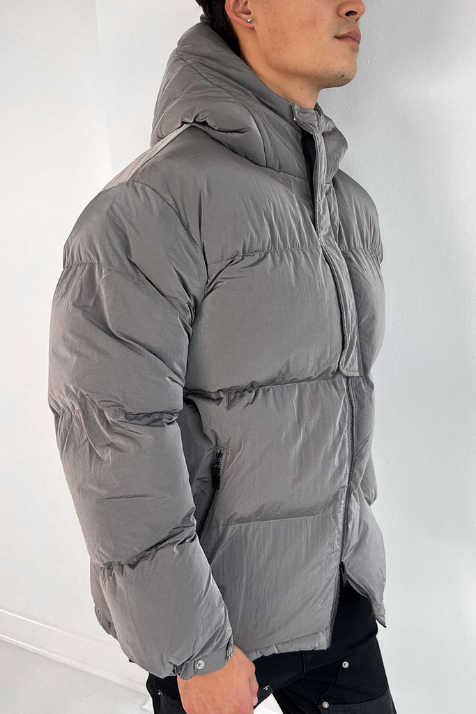 Technical Reflective Puffer Jacket - Grey