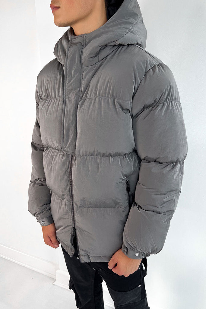 Technical Reflective Puffer Jacket - Grey