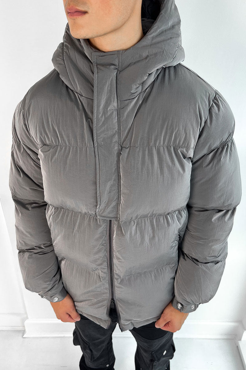 Technical Reflective Puffer Jacket - Grey